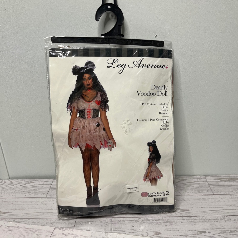 Leg Avenue Deadly Voodoo Doll 3 Piece Costume Set Tan Red 86924 SM